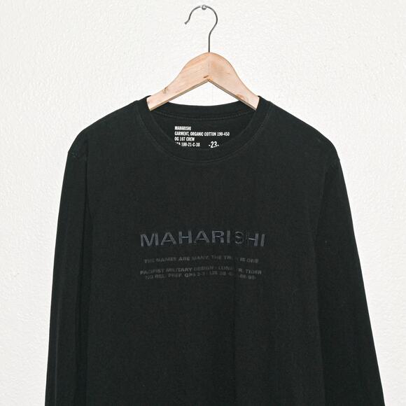 Maharishi Logo Embroidered Long Sleeve T-Shirt in Black Size Large - Picture 3 of 7